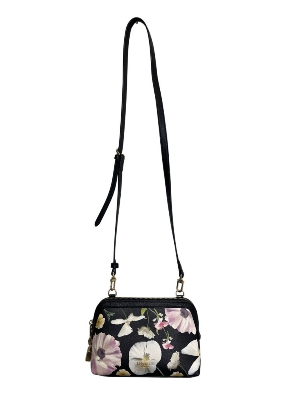 Ted Baker Floral Crossbody Bag With Gold Hardware & Detachable Strap